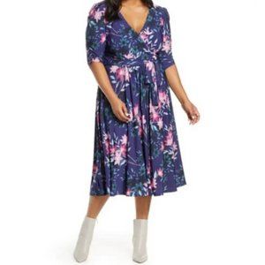 Eliza J Floral Belted Midi Dress